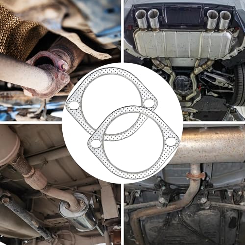 Image of 3.5 Inch 90mm Exhaust Gasket 2 Bolt for Muffler Flange Manifold High Temperature Graphite w /Fire Ring 2 Pcs