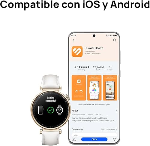 Miniatura 4 de HUAWEI Reloj GT 4 B19L 1.614 in Bluetooth Smartwatch 1.32 "AMOLED Pantalla Correa De Cuero - Blanco
