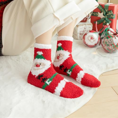DIYASY 6 Pairs Christmas Fuzzy Socks For Women & Men, Cotton Fluffy Socks Slipper Socks for Women Girls - Image 5