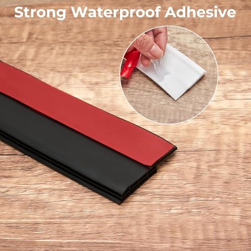 Image of Door Bottom Seal Strip Adhesive Silicone Gap Cover Strip Flexible Bottom Sealing Strip with Hollow Channel Design Roll for Door Edge Installation (Black, 3 Meter)