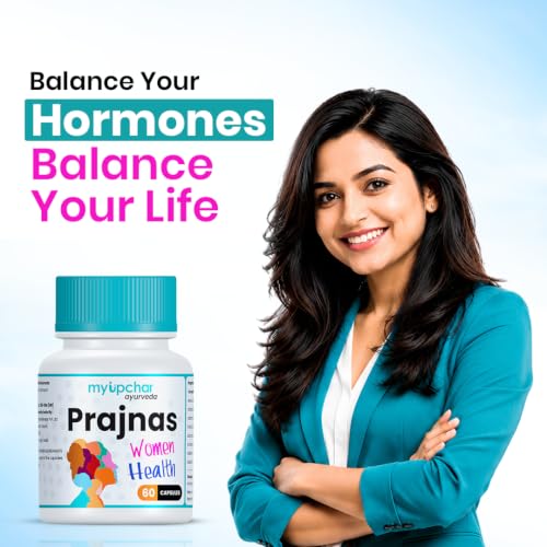 Image of myUpchar Ayurveda Prajnas Women's Wellness Capsules | Healthy Pregnancy | PCOS & PCOD Supplements | Helps in Menstrual Cycle, Irregular Periods & Hormonal Balance | Shatavari, Gokshura, Ashoka, Giloy - 60 Capsules (Pack of 1)