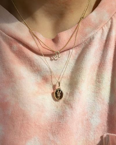 Rikelus Sterling Silver Photo Locket Necklace for Women, Lavender Flower picture locket, Oval Yellow/White Picture Locket Jewelry Birthday Anniversary Christmas Gift for Her Mom Wife