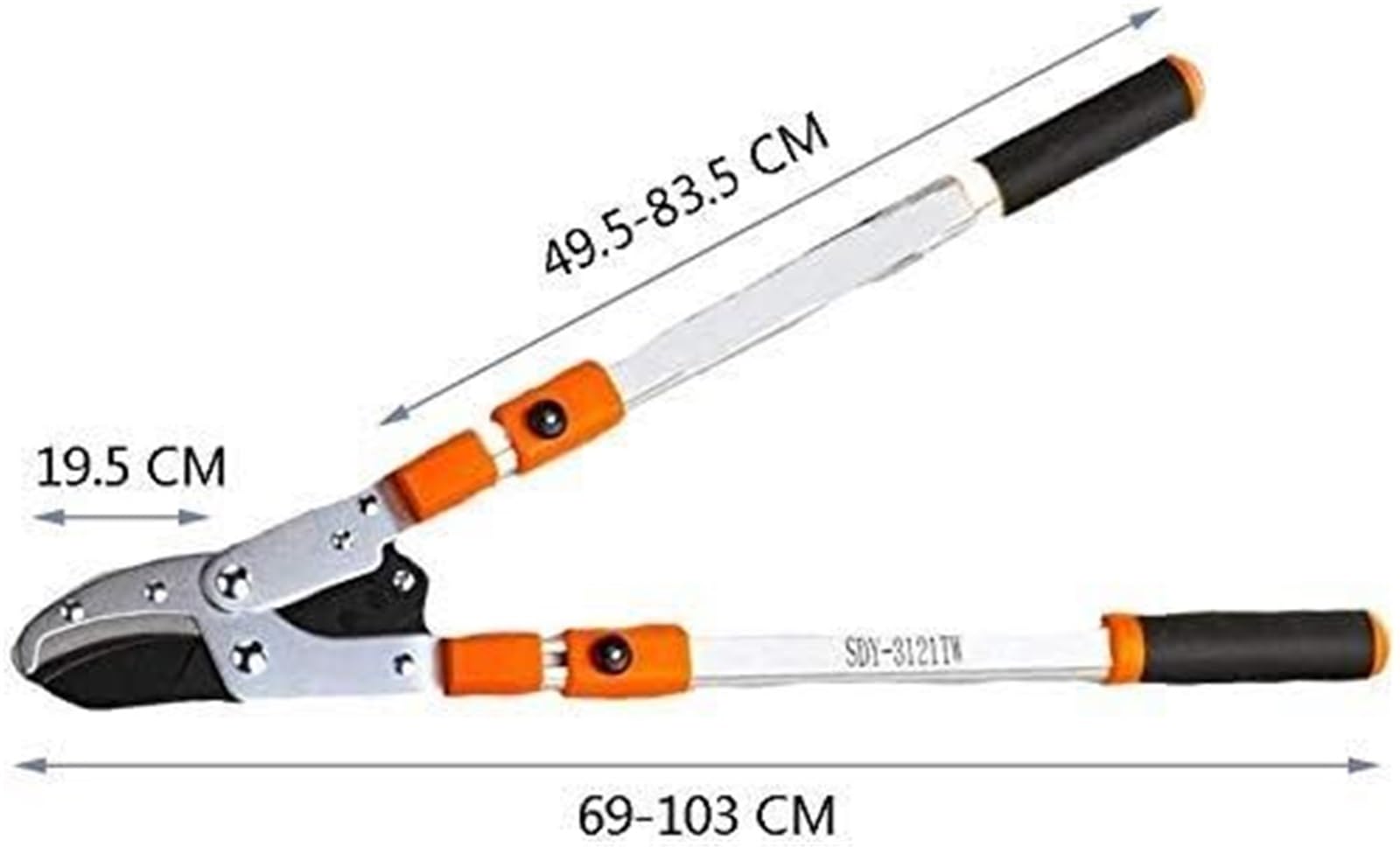 Cesoie telescopiche for rami spessi, utensili da potatura antiscivolo, lama in acciaio ad alto tenore di carbonio SK-5, impugnatura in gomma e lega di alluminio