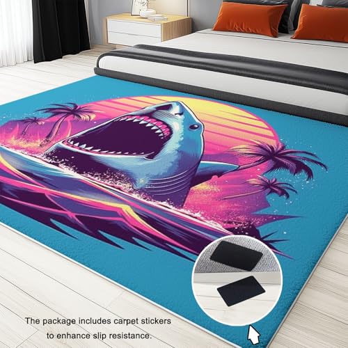 Tapis antidérapant requin bleu lavable pour sécuriser la chambre - 5