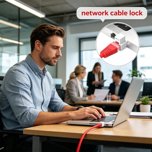 Protector de conector con 1 llave de seguridad para bloqueo puerto Ethernet 3