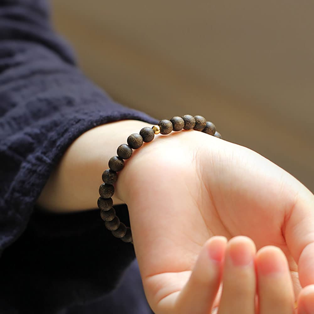 Pulsera de Cuentas de Madera de agar Natural Unisex Cuentas de sándalo Oración Rosario Budista Mala Pulseras