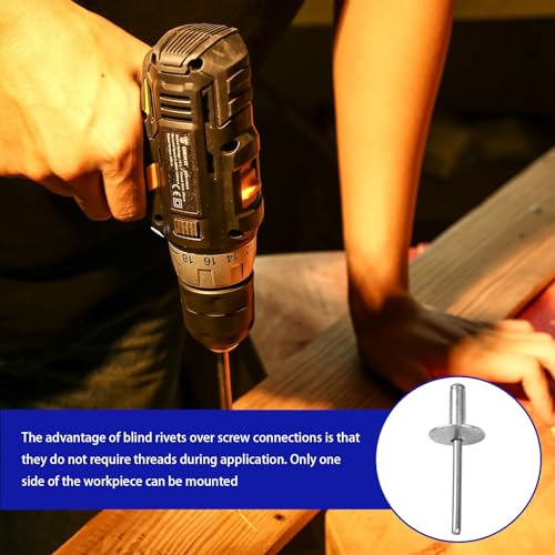 50 Stück Blindnieten Blindniet mit Gewölbtem Aluminiumkopf Aluminium-Blindnieten mit Großem Flansch, für Blech, Holzbearbeitung, Industrie (4,8 * 13 * 16 mm)