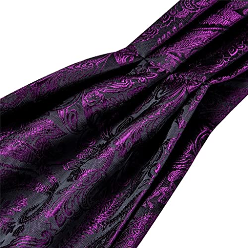 Renslat Men's Set Purple Cravat Floral Jacquard Silk Necktie Retro Tie Handkerchief Pocket Square Set For Shirt (Color : A, Size : One Size) #TOP6
