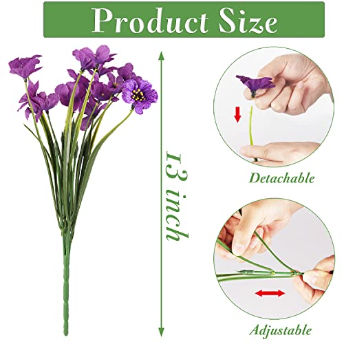 Taomika 20 Bundles Artificial Flowers Outdoor Uv Resistant Fake Flowers No Fade For Patio Porch Window Box Home Wedding Farmhouse Decor (Purple) #TOP2