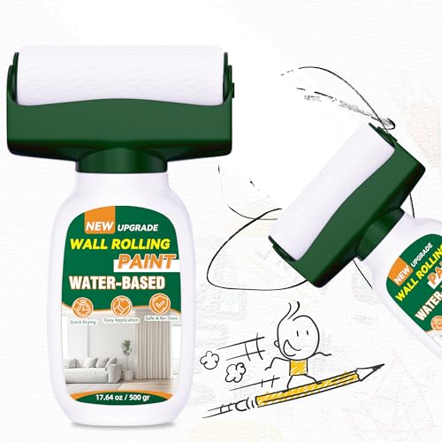White Paint, 500g Wall Paint, Integrated Paint Roller for Flat, Ceiling Wall, Drywall Repair Kit