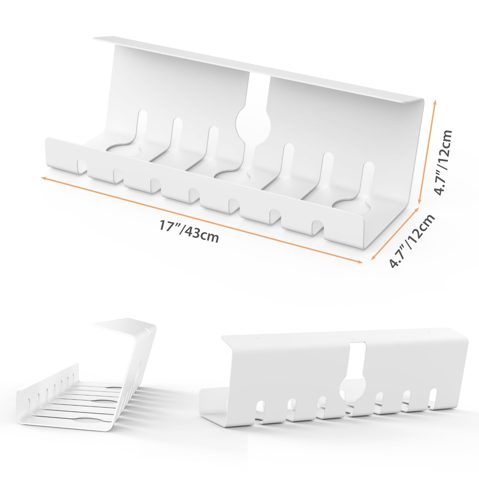 Syeeiex Kabelkanal Schreibtisch Ohne Bohren, 86 cm Kabelmanagement Weiß | Klemme-/Schraubmontage Kabelmanagement Schreibtisch, Stahl Kabelwanne Flexibel Oganizer, Geräumige für Büro Zuhause, 2er Set