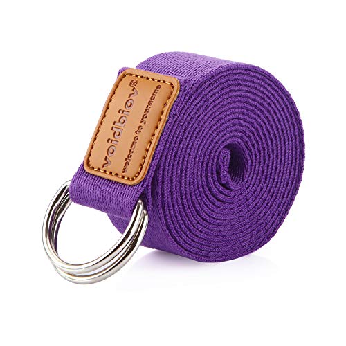 Correa de algodón para Yoga con Hebilla en D, 1,85-2.5M Cinturón de Pilates Estirar, Mantener Posiciones, Mejorar la Flexibilidady Terapia Física, 9 Colores