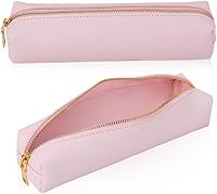 Vista 9 de Oyachic Estuche de lápices blanco, bolsa pequeña para lápices, bolsa de cuero larga para bolígrafos de maquillaje estético