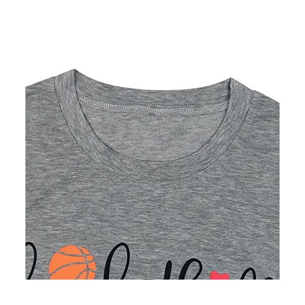 Basketball-Mom-T-Shirt-Women-Letter-Print-Tee-Funny-Heart-Hoop-Graphic-Mom-Shirts-Casual-Short-Sleeve-Tops Basketball Mom T Shirt Women Letter Print Tee Funny Heart Hoop Graphic Mom Shirts Casual Short Sleeve Tops Grey