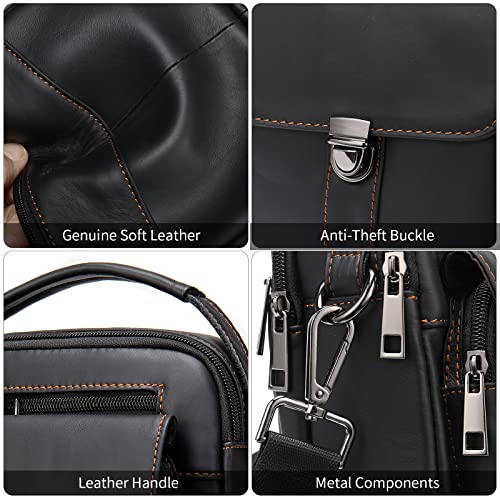 Man Purses and Bags Small Mini Genuine Leather Messenger and Shoulder Bag for Men with lots of Zipper Pockets3