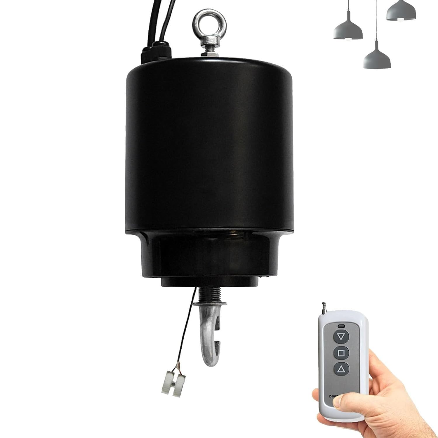 LIULIQ Motorized Lighting Hoist, Electric Chandelier Lift with Remote Control, Load Capacity <15KG & Strong Tensile Strength 300KG for Workshops, Gyms, Warehouses, Supermarkets and Commercial