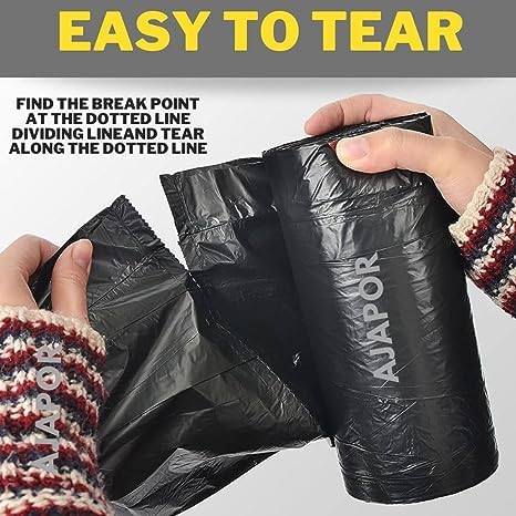 Image of Biodegradable Garbage Bags (Large Size 63x76 cm / 25x30 inch) (Pack Of 2) (30 Bags) Dustbin Bags For Kitchen Office Home | Wet Waste | Dry Waste | Extra Strong | Black