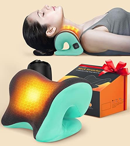Tinhin 3S Heated Neck Stretcher for 9X Pain Relief, 3X Larger Graphene Heating Area w/Magnetic Therapy Case, Cervical Traction Device Pillow, Neck and Shoulder Relaxer Support for TMJ Spine Alignment
