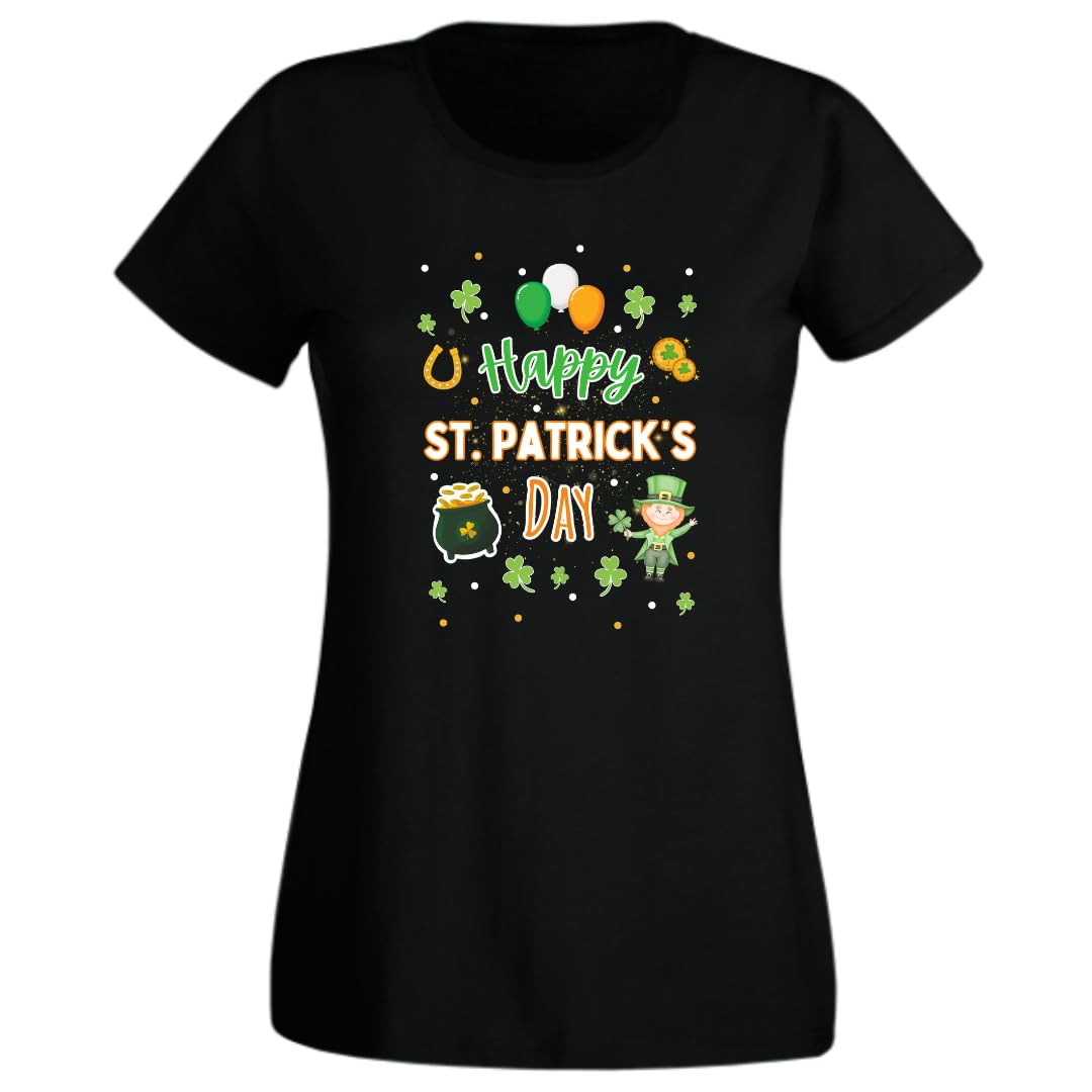 Second Ave Gift Company Women's Black Second Ave St Patrick's Day Irish Celebration T-Shirt T Shirt