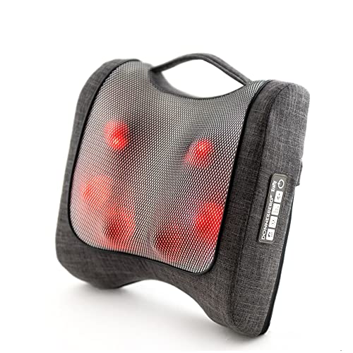 Donnerberg Shiatsu och slagverk nack- och ryggmassagekudde, djupknådande knackande massagekudde med lugnande värme avslappning muskelvärk och knutar i rygg nacke axlar ben fötter – RM099