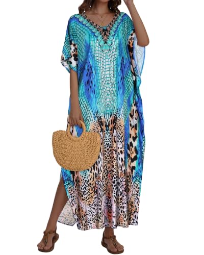 Image of Kaftan Dresses for Women V Neck Caftan Batwing Sleeve Swimsuit Cover Up