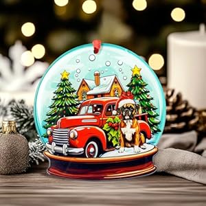 Boxer Dog Christmas Ornament - Beautiful Holiday Decoration for Dog Lovers, Dog Owners - 2 Layer Wood Acrylic Hanging Ornament - Tree, Home Decor for Christmas Boxer Dog Christmas Ornament Beautiful Holiday Decoration for Dog Lovers Dog Owners 2 Layer Wood Acrylic Hanging Ornament Tree Home Decor for Christmas