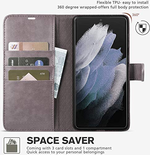 Image of Perkie Vintage Series, Faux Leather Wallet Flip Case Kick Stand Magnetic Closure Flip Cover for Motorola Moto G54 5G (Titanium Grey)