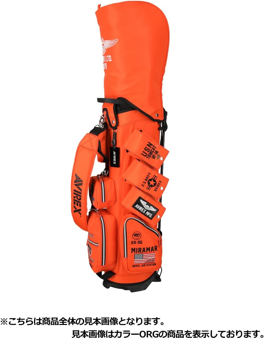新品 AVIREX アヴィレックスゴルフ スタンド キャディバッグ オレンジ 新品 AVIREX アヴィレックスゴルフ スタンド式 キャディバッグ