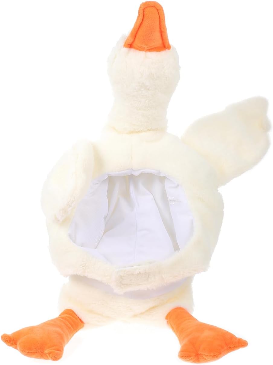 SHOWERORO White Goose Costume Hat, PP Cotton Plush Stuffed Animal Headgear for Kids & Adults, Costume Hat for Party, Carnival, Cosplay, Performance, Easter Favor