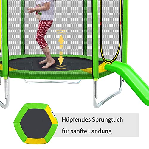 KecDuey Trampolin, 7FT Trampolin Outdoor inkl. Leiter, gepolsterten Stangen, rutschen, Sicherheitsnetz, Randabdeckung – Bild 3