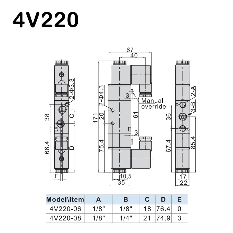 Vanne d'air électromagnétique 4V120 commande 5 voies pour vérin pneumatique - 4