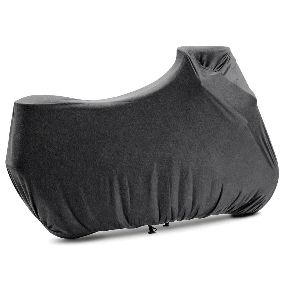 BHIEE Housse de Moto Housse de Protection Tissu élastique et Respirant Bâche de Protection pour l'intérieur de la Moto 295 x 109 x 140 cm - Gris chiné foncé