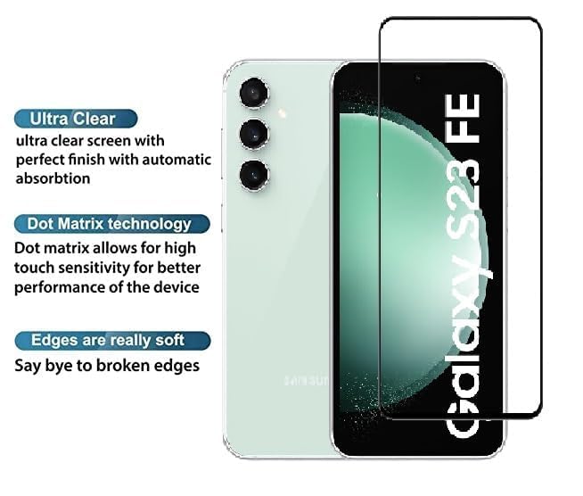 Image of OpenTech Military-Grade Tempered Glass Compatible for Samsung Galaxy S23 FE 5G with Edge to Edge Coverage and Easy Installation kit