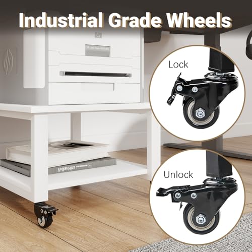 Image of Natwind 2 Tier Laser Printer Stand,20''x20'' Under Desk Printer Cart, White