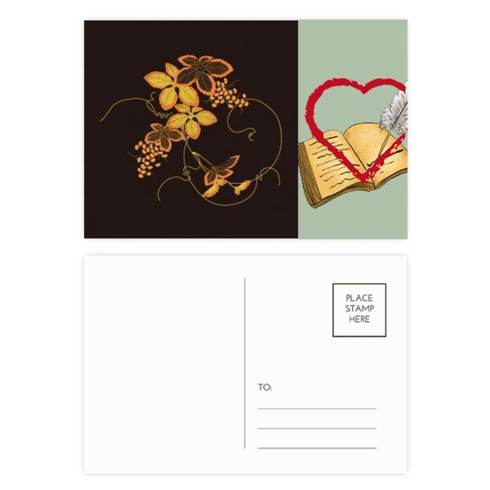 Lot de 20 cartes postales de painting - Motif floral - Marron - Avec inscription « Thanks Card »