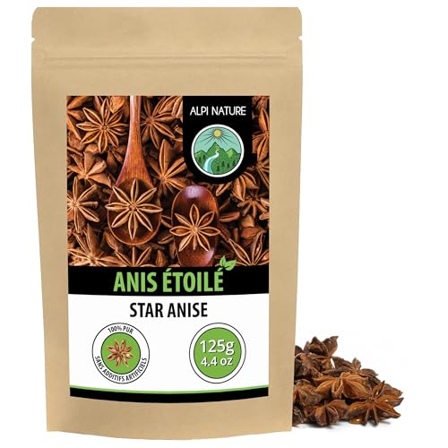 Alpi Nature Badiane Anis Étoilé Entière 125g, Gousses de Badiane Entières pour la Cuisine