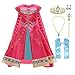 AOGD Fille Princesse Jasmin Costume Aladdin Le Film Enfant Vêtements Cosplay Halloween Noël Rave Party Mascarade d'anniversaire Rouge Manteau Maxi Robe Déguisement Costume Couronne Baguette Magique