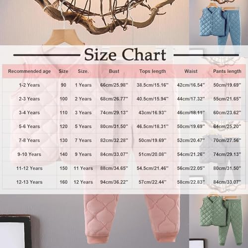 Kids 2 Piece Set Boys Girls Button Down Sleeveless Quilted Jacket and Pants Fall Winter Oufits for 1-13 Years3
