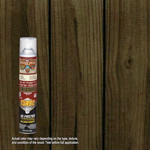 Image of Ready Seal Exterior Wood Stain | Turbo Spray System | Professional Grade Oil-Based Stain and Sealer in One | Ideal for Decks, Fences, Pergolas, Wood Siding & More | 24 Ounce | Mission Brown