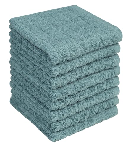 Image of Bumble Dish Cloths (8 Pack) | 12 inch x 12 inch | 100% Cotton Kitchen Towels | 406 GSM | Soft, Highly Absorbent & Durable Dish Towels for Kitchen | Aqua