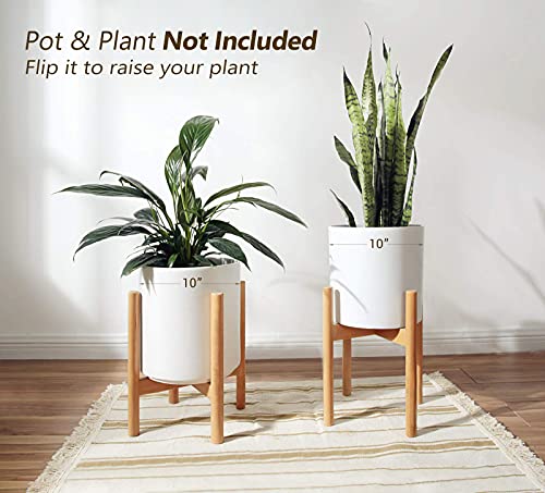 image for Mkono Plant Stand Mid Century Wood Flower Pot Holder (Plant Pot NOT In