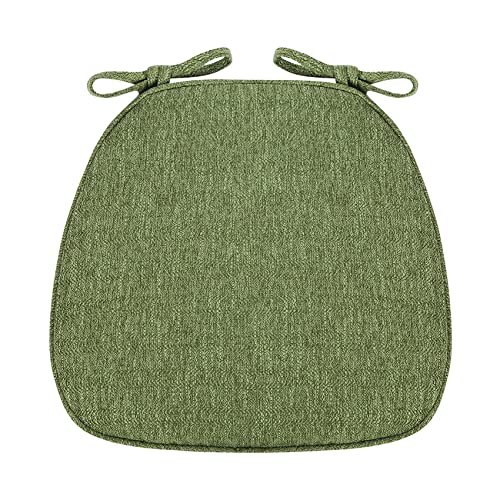 XRuixiEr 2 Pcs Chair Cushion with Ties for Dining Chairs 17 X 16 Inches,Non Slip Kitchen Dining Chair Pad Seat Cushions with Machine Washable Cover-Green 43x41x35cm