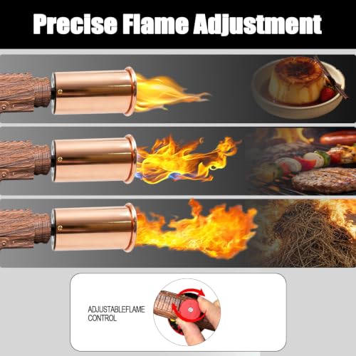 Image of Powerful Propane Torch Gun, Adjustable Flame Kitchen Blow Torch for Cooking, Searing Steak, BBQ, Campfire, Charcoal Lighter (Tank Not Included) - Wood