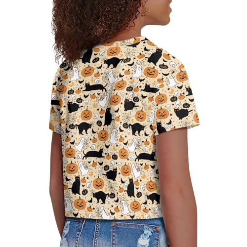 Image of 4th of July Shirt for Girls 7-8 Years US Flag Crop Tops Kids Outfit Independent Day Graphic Tee-
