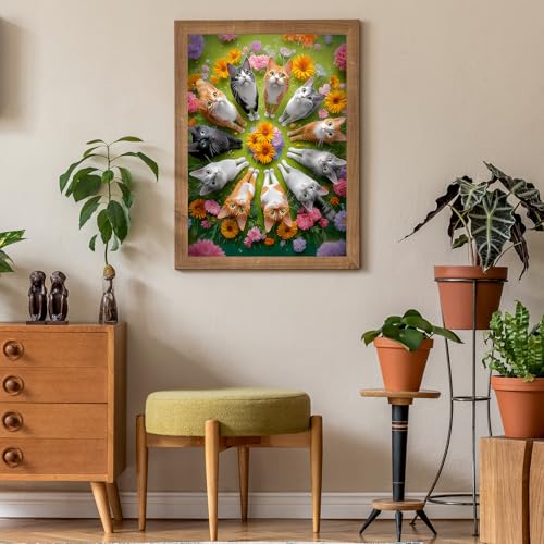 Puzzles para adultos de 500 piezas, rompecabezas de gatos - Feline Blossoms, puzzle floral imposible para seniors y familia, 20.47 x 14.96 pulgadas, póster 1:1, letras en la parte trasera miniatura 5