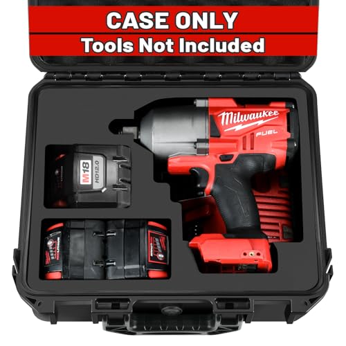 Case for Milwaukee M18 Impact and Torque Wrench - Waterproof Hard Tool Box for Milwaukee Set, Power Tool Combo Kit Bag for Milwaukee 2/1 3/4 3/8 Cordless Torque Wrenches/Battery/Charger (Case Only)