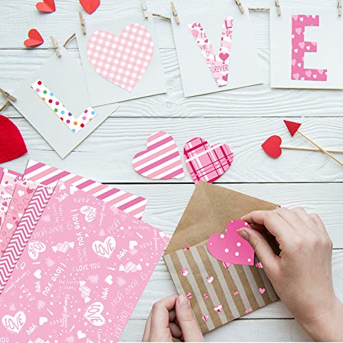 ASTARON 90 SheetA Valentine\'s Day Pattern Paper Set Valentine\'s Pattern Paper 5.5 x 8.27 Inches Decorative Paper for Card Making Scrapbook Decoration Valentine\'s Day Supplies, 10 Different Patterns