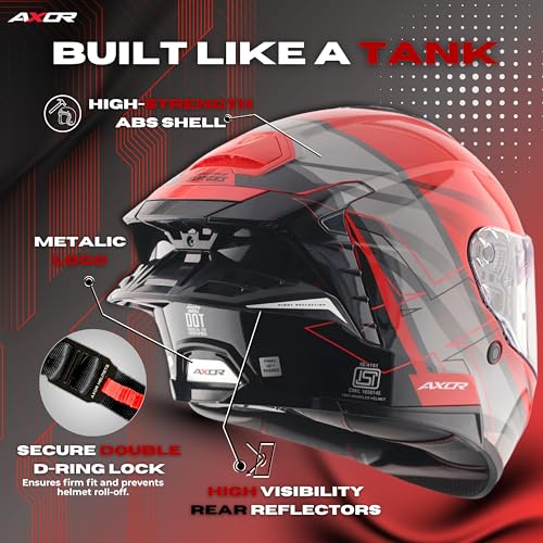 Image of Brutale Surges Dual Spoiler Helmet - Aerodynamic Full Face Design | Triple Certified (ISI, DOT, ECE) | Premium Safety & Comfort- Red Grey, Size:S