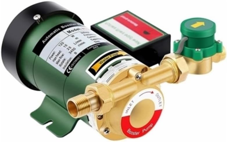 120W Automatic Water Pressure Booster Pump 110V 60Hz, Home Inline Shower Booster Pump with Water Flow Switch for Household Kitchen Bathroom Water Heater Irrigation