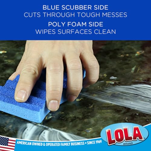 Image of LOLA All Purpose Scrub Sponge, 12 Pack, Made in USA Scrub Sponge- Superior Technology, Non-Scratch, Long Lasting - Dishes, Mugs, Non-Stick Cookware